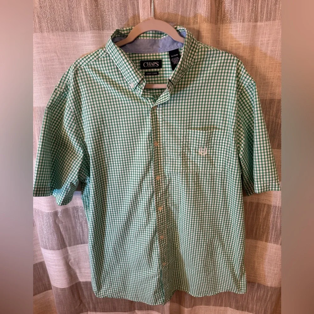 Chaps Green Plaid Casual Shirt - Picture 6 of 8
